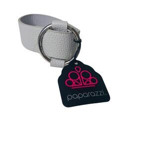 PAPARAZZI Gray Faux Leather Bracelet Silver Tone O Ring Closure NWT